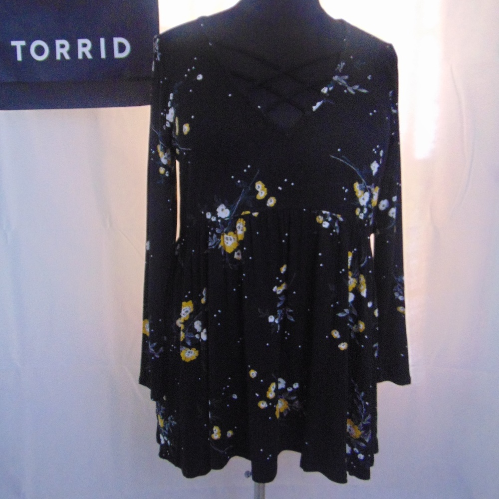 TORRID ON SALE! Tee Baby Doll Strappy Black Sz 2X